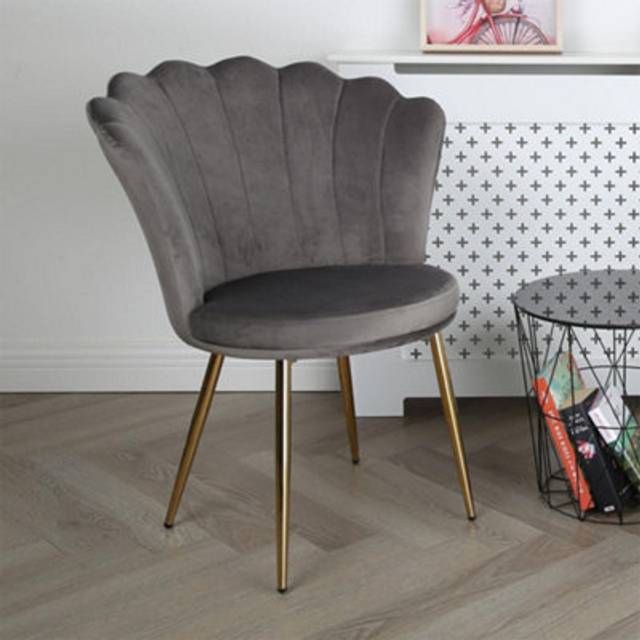 RayGar Genesis Freya Accent Chair With Petal Back In Velvet - Silver Grey, Grey