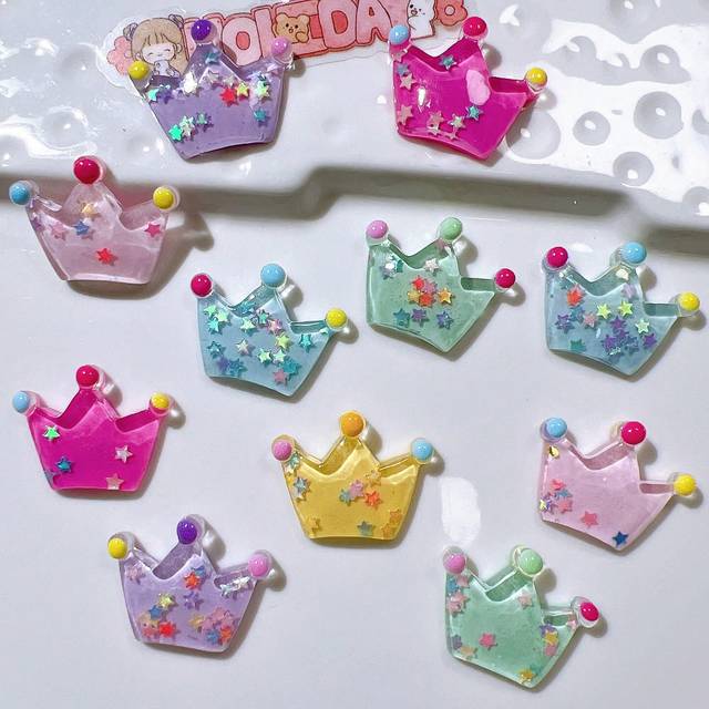 SHEIN 10 Pieces Set Of Cute Headdress Crown Resin Jewelry Accessories Diy Accessories Handmade Materials