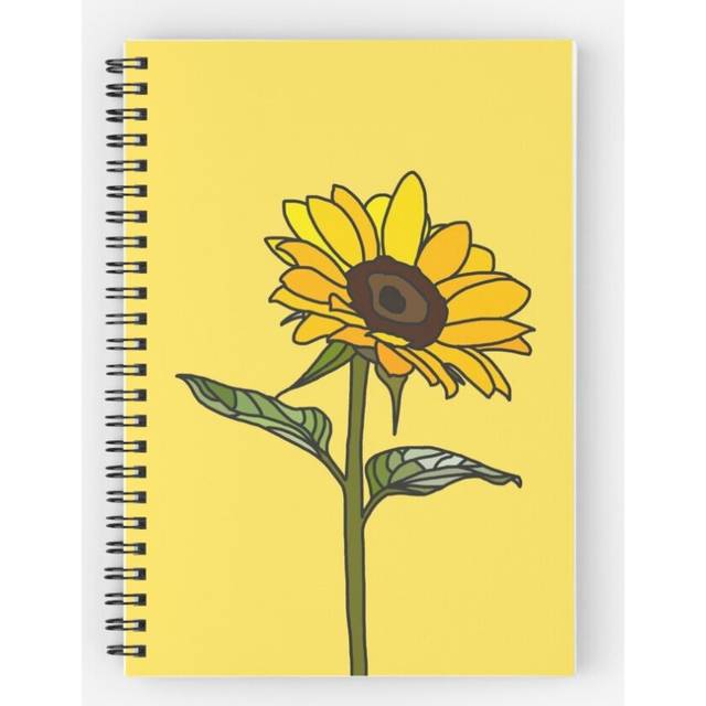 Spiral Notebook Aesthetic Sunflower  A5 120 Pages
