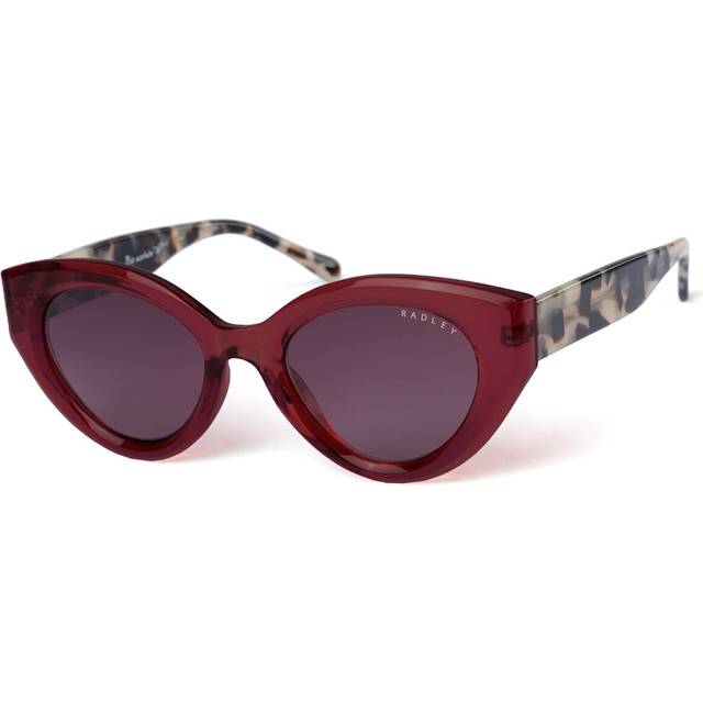 Red Cat Eye Leopard Print Temple Sunglasses 52mm (*)