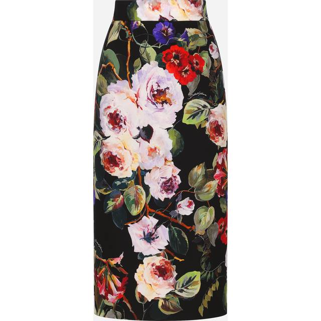Dolce&Gabbana Rose Garden charmeuse midi skirt