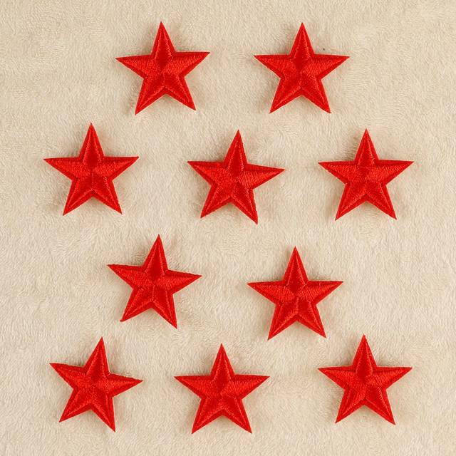 SHEIN 10pcs/Set Embroidery Badge Clothing Hat Accessory Diy Iron On Applique With 5-Pointed Star Design