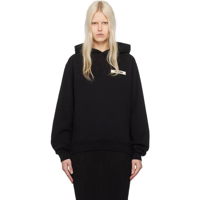 Jacquemus, Sweatshirts & Hoodies, Herr, M, Bomull, Svart huva i bomull - black (M)