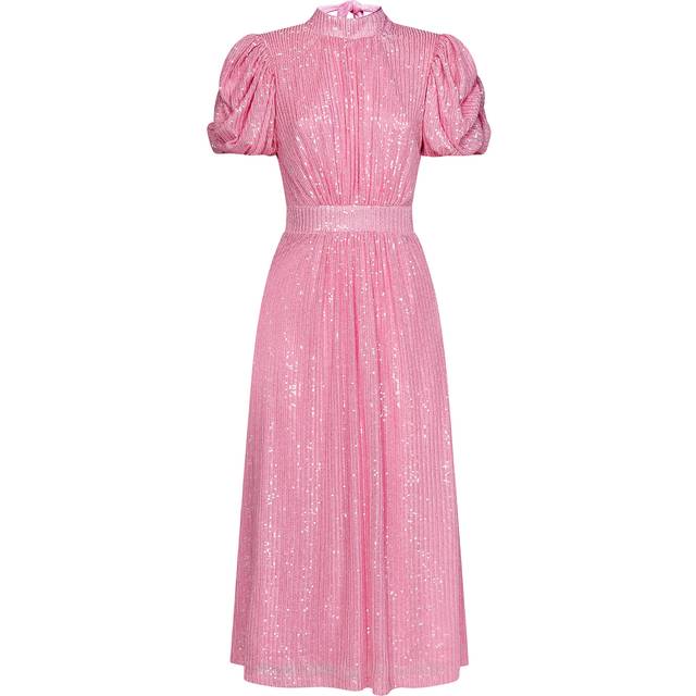 Rotate Birger Christensen Sequinned Mesh Midi Dress - DK 36/UK 8 - Pink