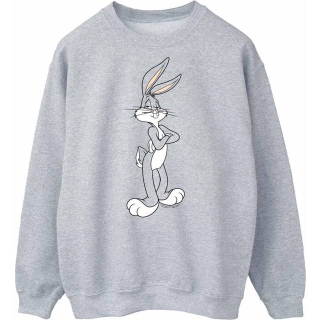 (L, Sports Grey) Looney Tunes Mens Bugs Bunny Crossed Arms Sweatshirt