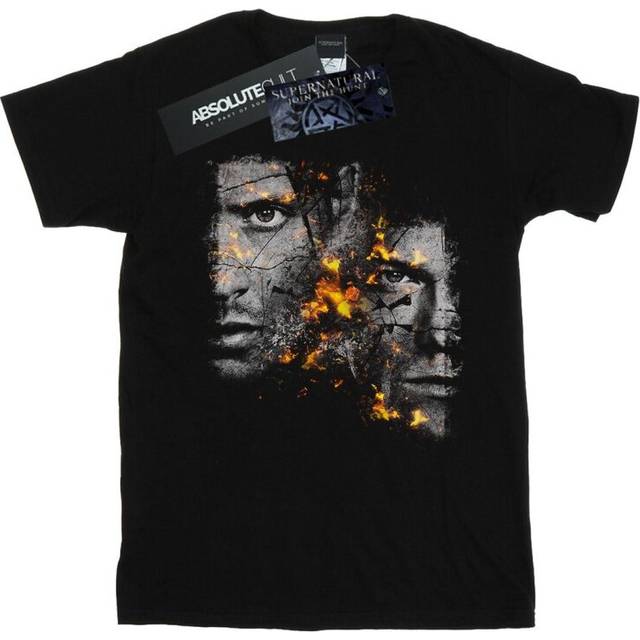 (XXL, Black) Supernatural Mens Sam And Dean Fire T-Shirt
