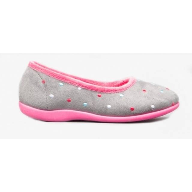 Sleepers Isla Memory Foam Slippers Womens | Slip On Shoes  | Grey/Fuchsia  | UK Size 3