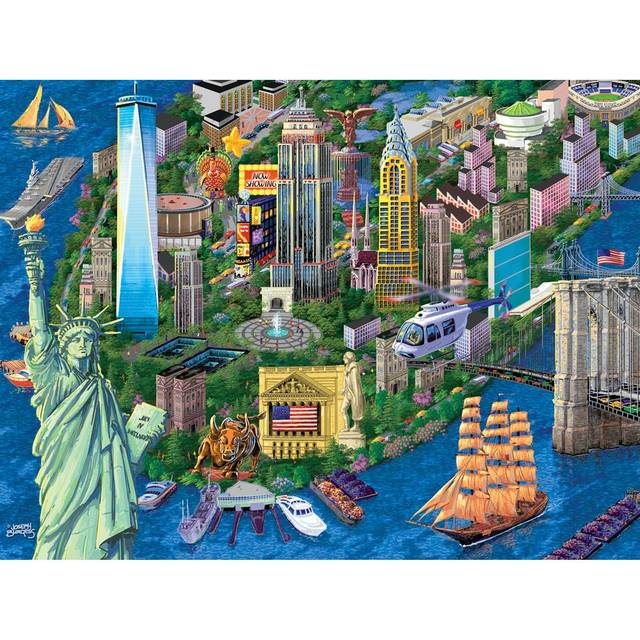 Bits and Pieces - 1000 Piece Jigsaw Puzzle for Adults - New York City View - 1000 pc Statue of Liberty Skyline Jigsaw by Artist Joseph Burge