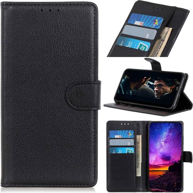 Samsung Galaxy A71 Soft Flip Case m. Korthållare & stand - Svart