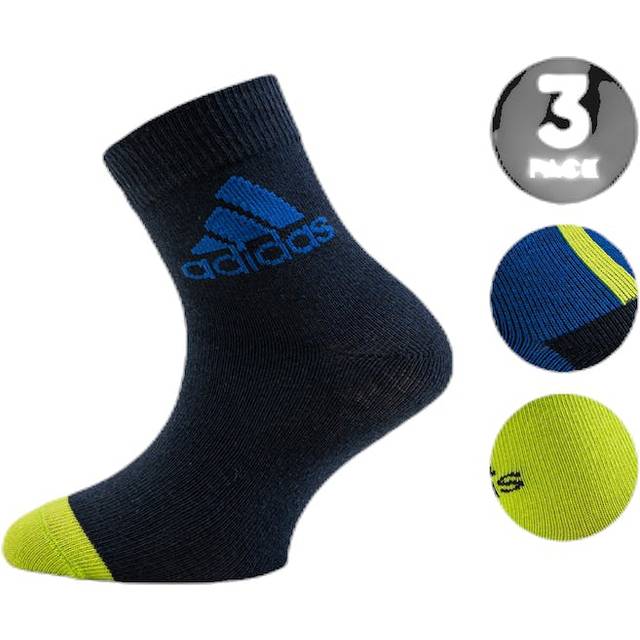 Adidas 3-pack sneaker socks set boys baby kids toddlers blue green navy