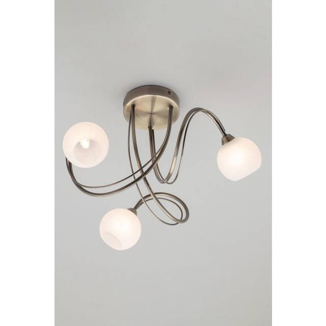 BHS Soni 3 Light Flush Ceiling Light - Antq Brass