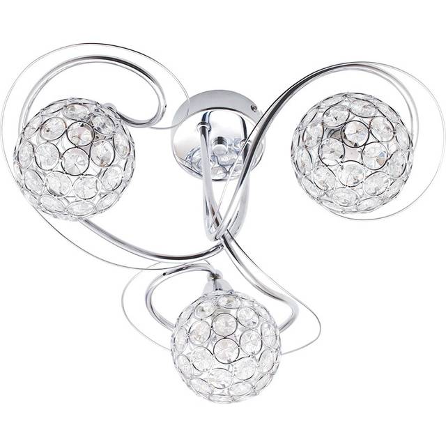 BHS Orianna Flush 3 Light Ceiling Light - Chrome/Clear