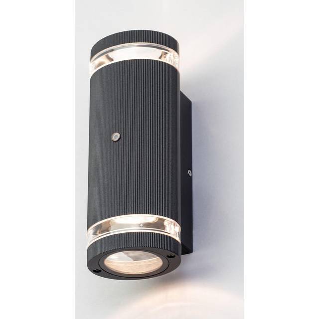 Murray Up and Down Outdoor Cylinder Wall Light with Photocell, Black