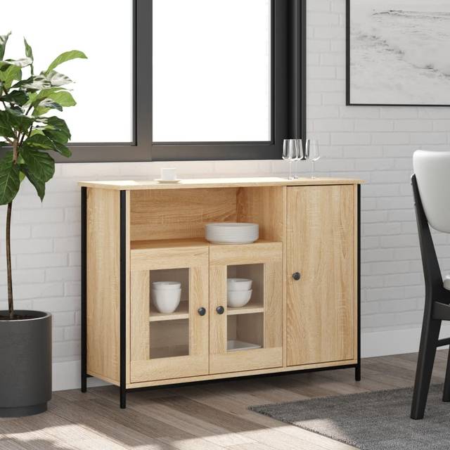 vidaXL Sideboard Sonoma Oak 100x35x75 cm Engineered Wood - Brown