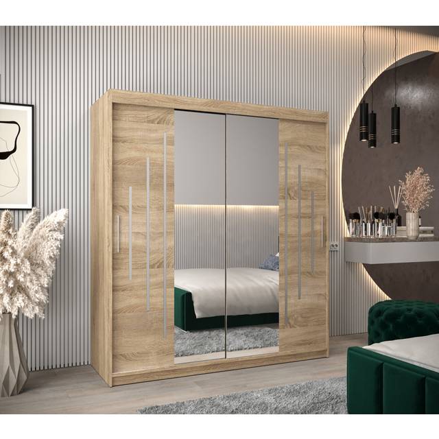 Pallesen 2 Door Wardrobe - Sonoma Oak (200cm H X 180cm W X 62cm D)