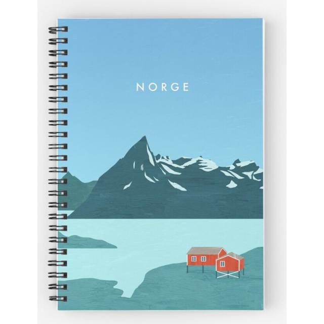 Spiral Notebook Norway travel poster A5 120 Pages