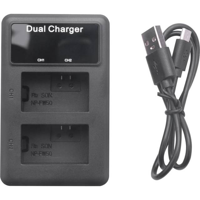 Lcd Dual Usb Battery Charger For Sony Fw50 Np Fw50 Np-Fw50 Npfw50 Battery Nex-3 Nex-5 Nex-6 Slt-A55 A33 A55 A37 A3000 A5000 A6000 Camera