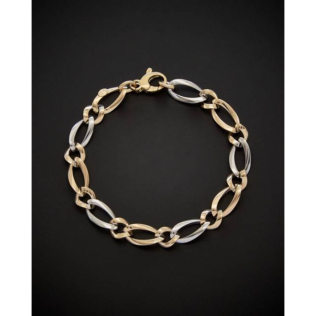 14K Italian Gold Two-Tone Oval Link Bracelet