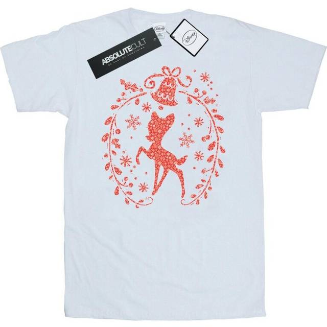 Bambi Christmas Wreath Cotton T-Shirt - White