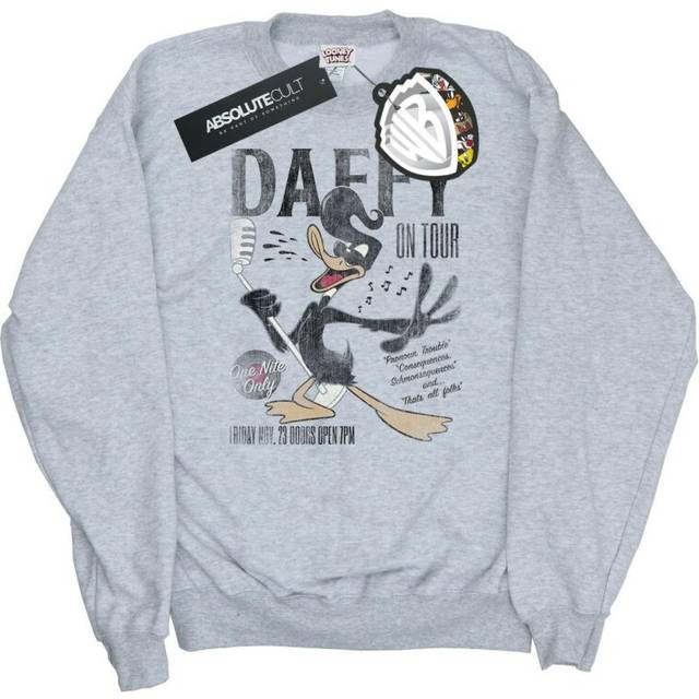 (M, Heather Grey) Looney Tunes Womens/Ladies Daffy Duck Concert Sweatshirt