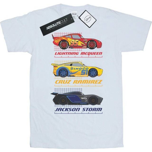 Disney dam/dam bilar Racer profil bomull pojkvän T-shirt S vit