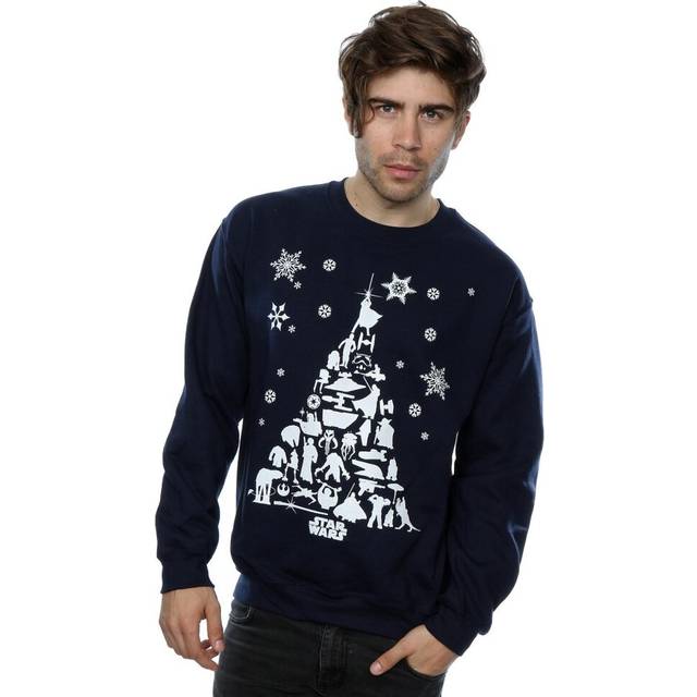 Star Wars Mens Christmas Tree Sweatshirt XL navy blue