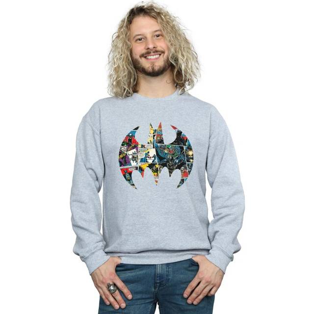 DC Comics Mens Batman Comic Book Logo Sweatshirt XXL grey
