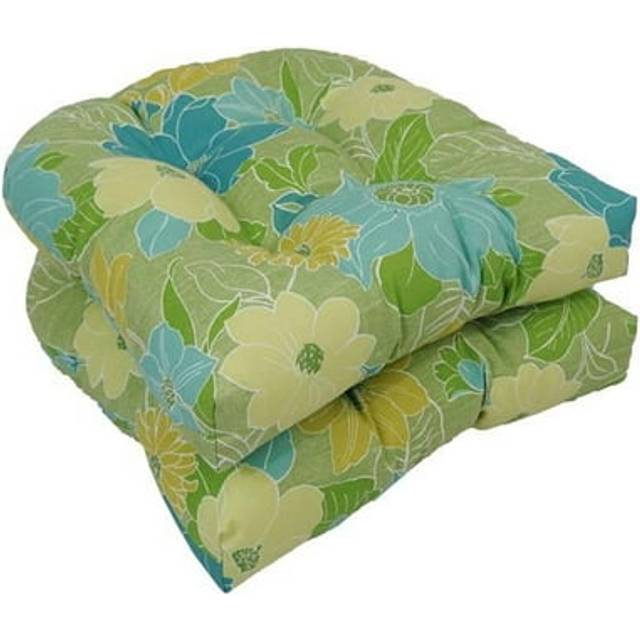 Blazing Needles Outdoor Rounded Back Chair Cushion, 19 x 19, Mcyvonne Aloe 2 Count