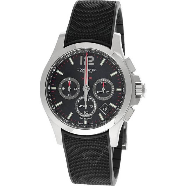 LONGINES Conquest V.H.P. CHRONO 42MM Black Rubber Men's Watch L3.717.4.56.9 / L37174569 - 42 mm