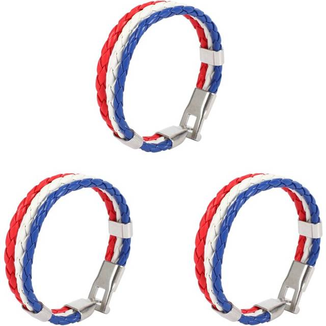 3X Jewelry Bracelet, France French Flag Bracelet, Alloy, White Red-Blue (Width 14 mm, Length 20 cm)