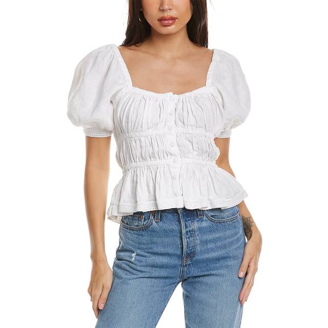 Ulla Johnson Smocked Linen Top