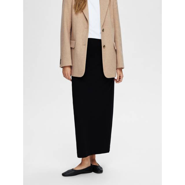 Selected Femme - SLFShelly MW Ankle Skirt - Kjol - Black - XS