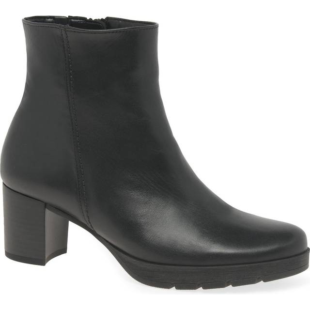 Gabor Essential Wide Fit Leather Ankle Boots, Black