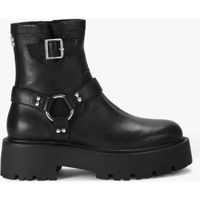 Carvela Womens Black Stride Buckle-embellished Leather Ankle Boots Eur 40 / 7 Uk Women - BLACK