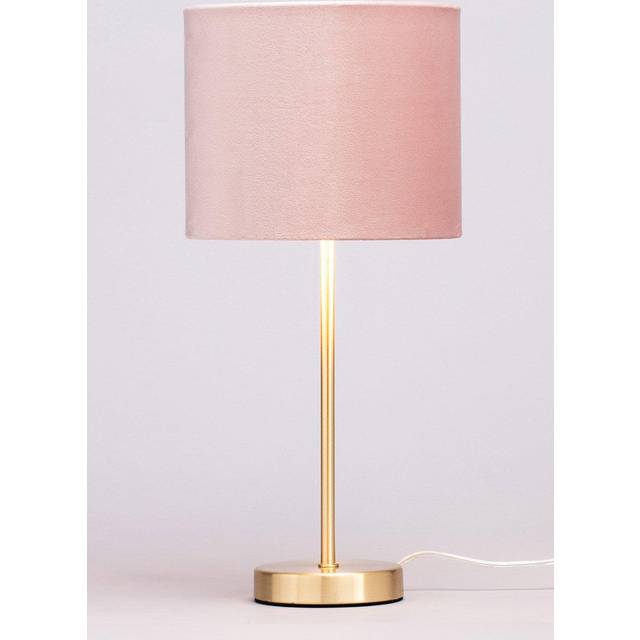 BHS Velvet Table Lamp - Pink/Brass