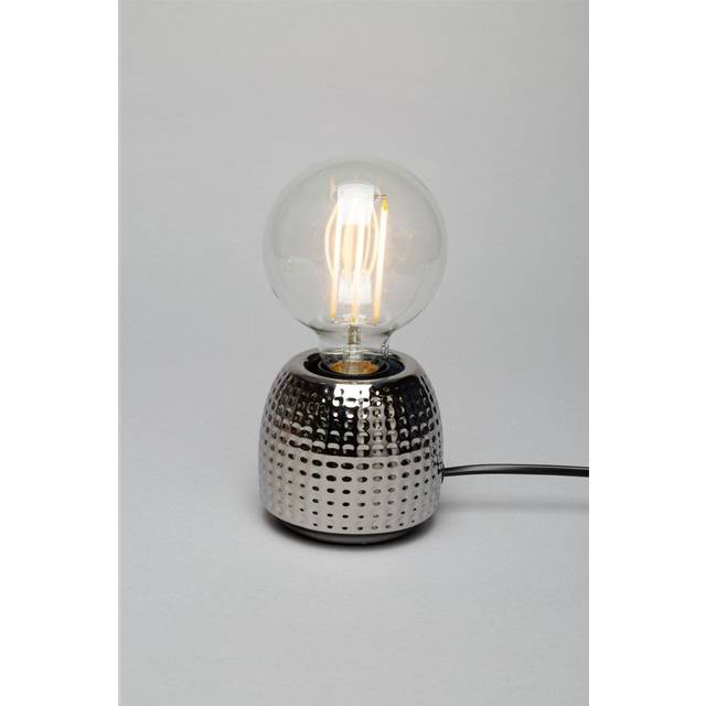 Oak Embossed Base Table Lamp, Satin Chrome