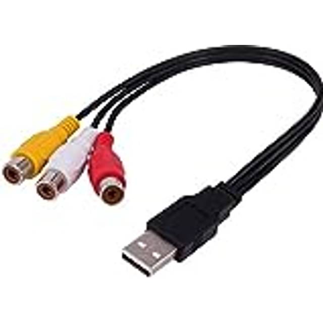 POFET USB till 3RCA hane 0,3 m till 3 RCA-honkontakt splitter audio video av komposit adapter för TV/PC