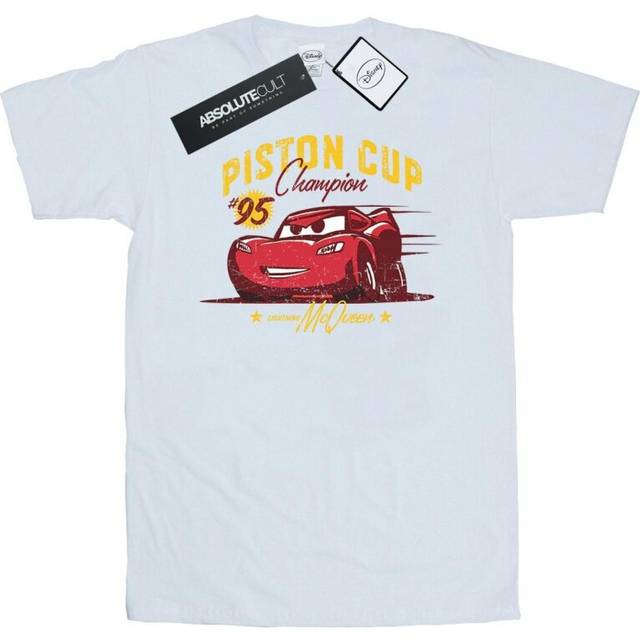 (S, White) Disney Mens Cars Piston Cup Champion T-Shirt