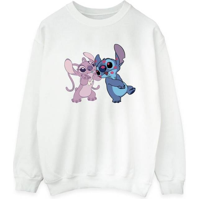 (M, White) Disney Womens/Ladies Lilo & Stitch Kisses Sweatshirt