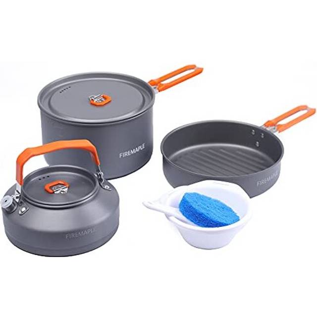 Feast 2 Camping Cookware Set | Outdoor Cooking kit with Pot Kettle Pan Bowls and Spatula | Kitchen Utensils for 1 to 3 People Backpacking Trekking