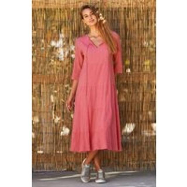 Crystal Embroidered Midi Dress | Bright Pink - Yellow/Gold