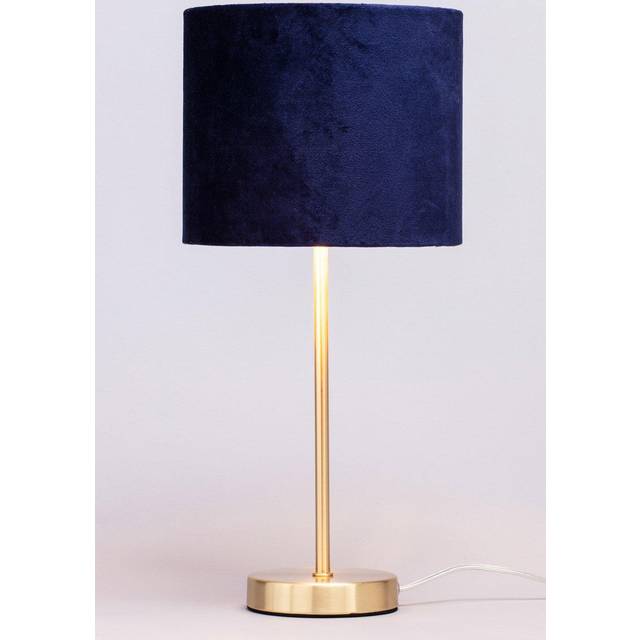BHS Velvet Table Lamp - Navy/Brass