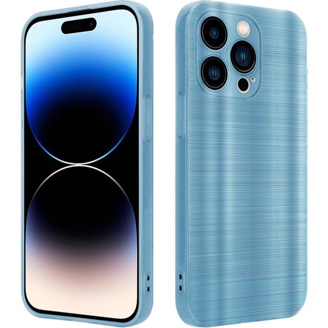 (Brushed Turquoise) Cadorabo Case for Apple iPhone 14 PRO Protective Cover made of flexible TPU Etui silicone in brushed design