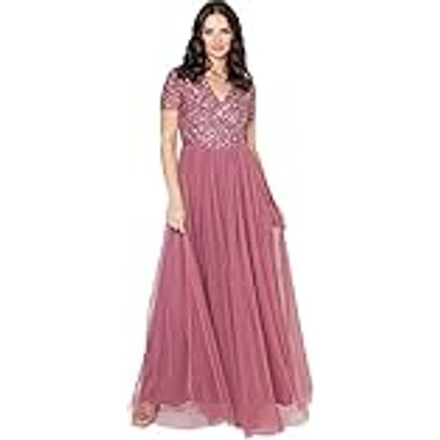 Maya Deluxe V-Neck Embellished Sequin Maxi Dress