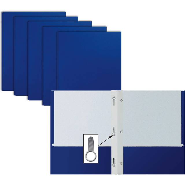 Better Office Products Blue Paper 2 Pocket Folders with Prongs  50 Pack  Matte Texture  Letter Size Paper Folders  50 Pack  with 3 Metal Pro