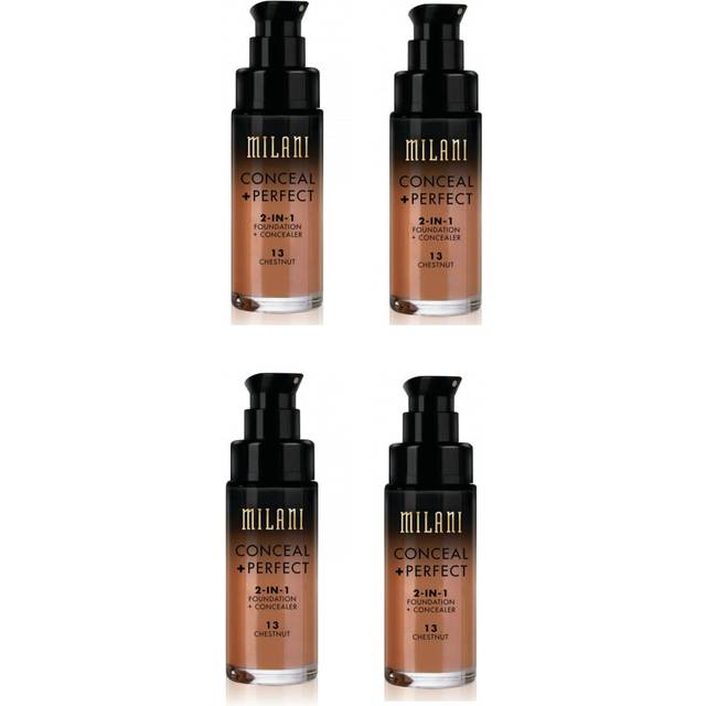Milani Conceal And Perfect 2 In 1 Foundation + Concealer Chestnut 30ml x4