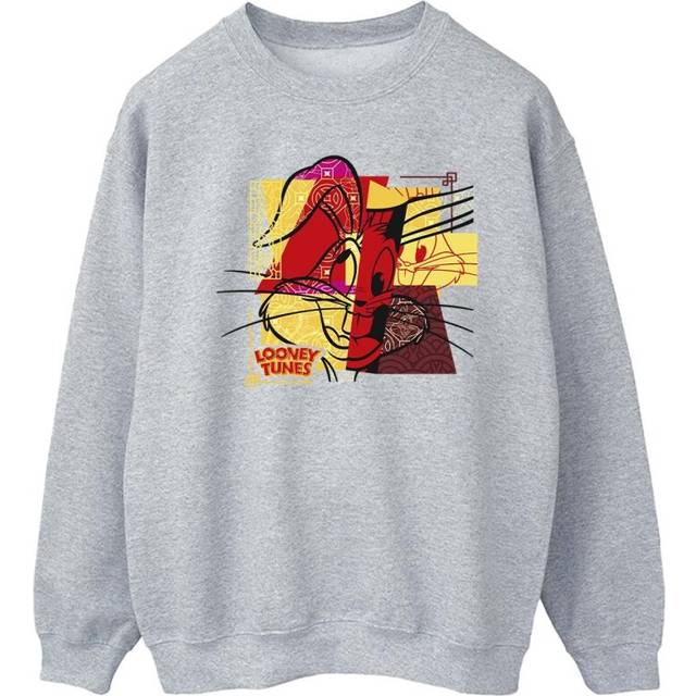 Looney Tunes Mens Bugs Bunny Rabbit New Year Sweatshirt L grey
