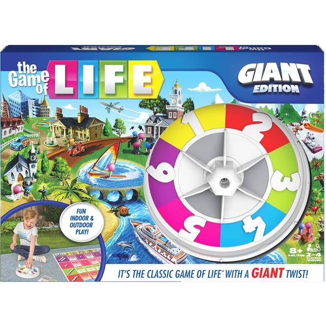 The Game of Life  Giant Edition Family Board Game Indoor/Outdoor Fun Game with Big Oversized Gameboard Cards Spinner  for Adults and Kids Ages 8 and u