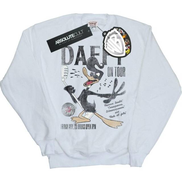 (XL, White) Looney Tunes Womens/Ladies Daffy Duck Concert Sweatshirt
