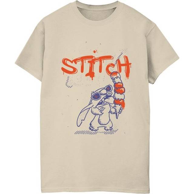 Lilo & Stitch Ice Cream Cotton Boyfriend T-Shirt - Light Sand - M